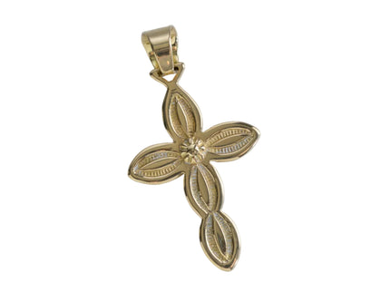 Full gold pendant with Navajo stamp work on a white background