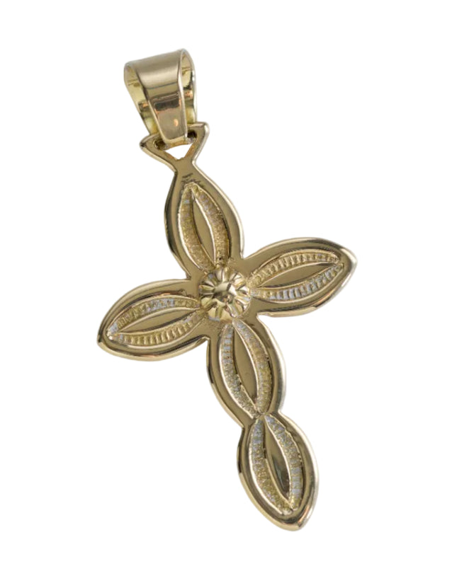 Full gold pendant with Navajo stamp work on a white background