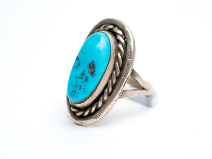 Navajo Silver Sleeping Beauty Turquoise Ring
