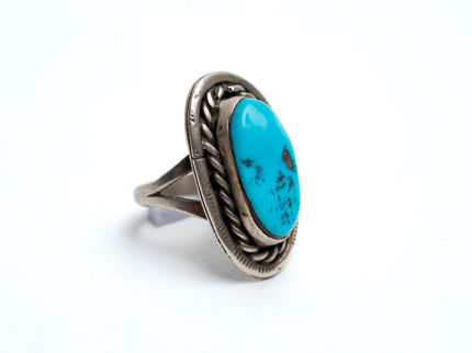 Navajo Silver Sleeping Beauty Turquoise Ring