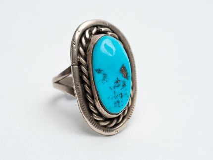 Navajo Silver Sleeping Beauty Turquoise Ring