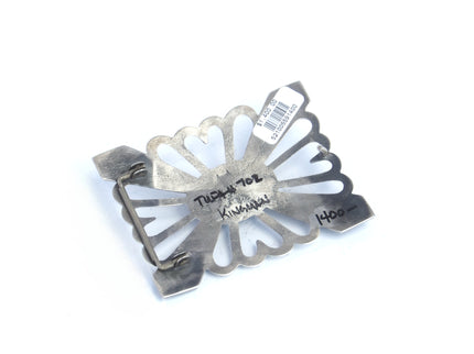Silver tufa cast buckle back side