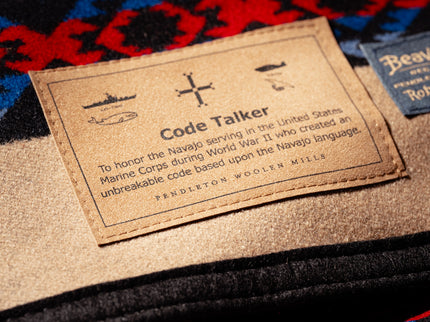 Pendleton blanket Code Talker Label "To honor the Navajo serving"