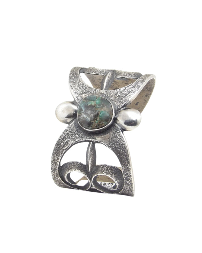 Aaron Anderson Damele Turquoise Silver Cutout  Bracelet