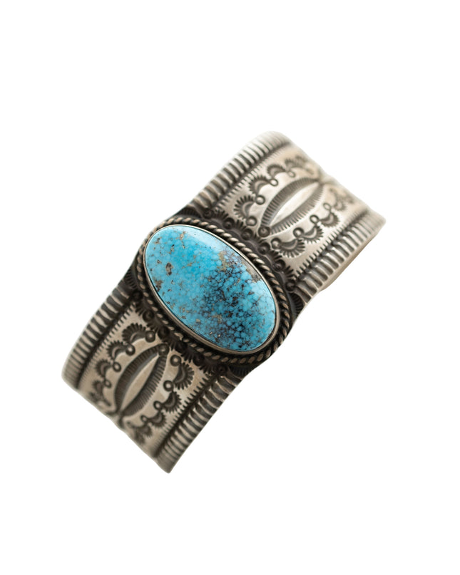 Kingman Turquoise Slim Cuff by Herman Smith