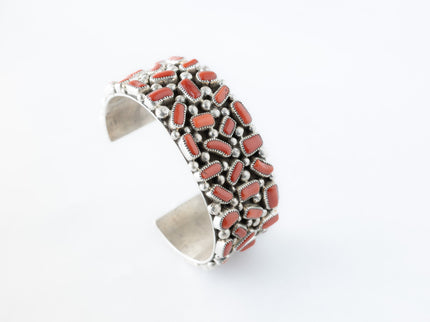 Coral Clustered Cuff by Navajo Silversmith Tiffany Jones