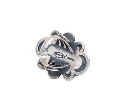 Silver Shadow Blow-Out design with Candelaria Turquoise By Navajo Silversmith Tommy Jackson