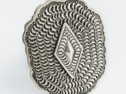 Flat Oxidized Stamped Ring by Navajo Silversmith Matthew Charley