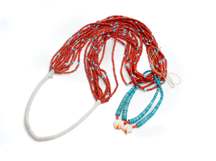 Navajo Coral Jacla Wrapped Necklace