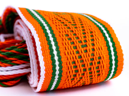 Navajo Orange with Green and White Stripes Sash Belt