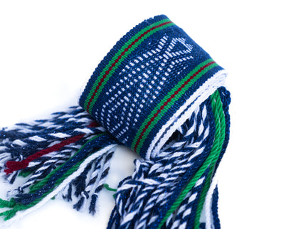 Navajo Blue with Green and Red Stripes Sash Belt