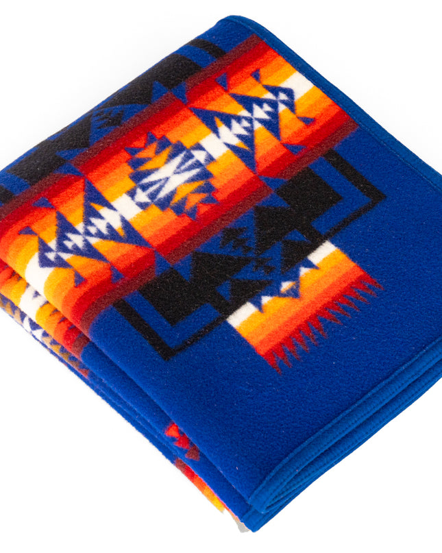 Pendleton Blanket Blue with Hues of Red and Orange