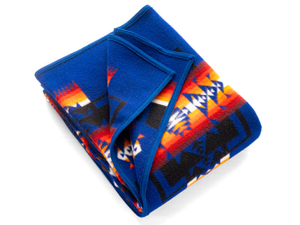 Blue Pendleton Blanket folded Up Showing main Design