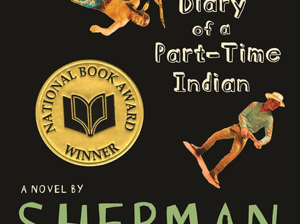 Front Cover of The Absolutely True Diary of a Part-Time Indian. Two Toy figures one Indian and one cowboy. 
