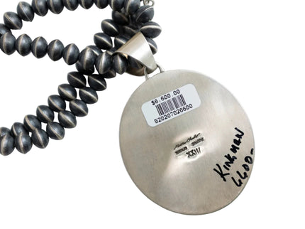 Navajo Pearl Necklace with Kingman Turquoise Pendant by Matthew Charley