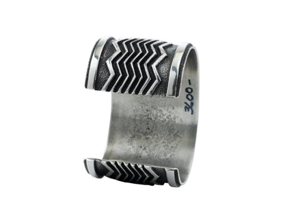 Aaron Anderson Navajo Tufa Cast Cuff with a Shiny Wave Overlay