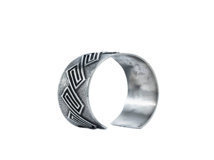 Aaron Anderson Silver Tufa Cast with a Shiny Silver Maze Overlay