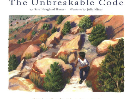 The Unbreakable Code front cover, little boy running up rocks.