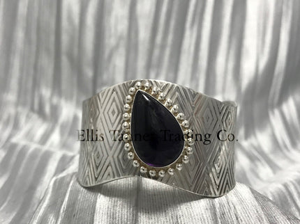Benson Manygoats Diamond Stamped Bracelet with Sugalite