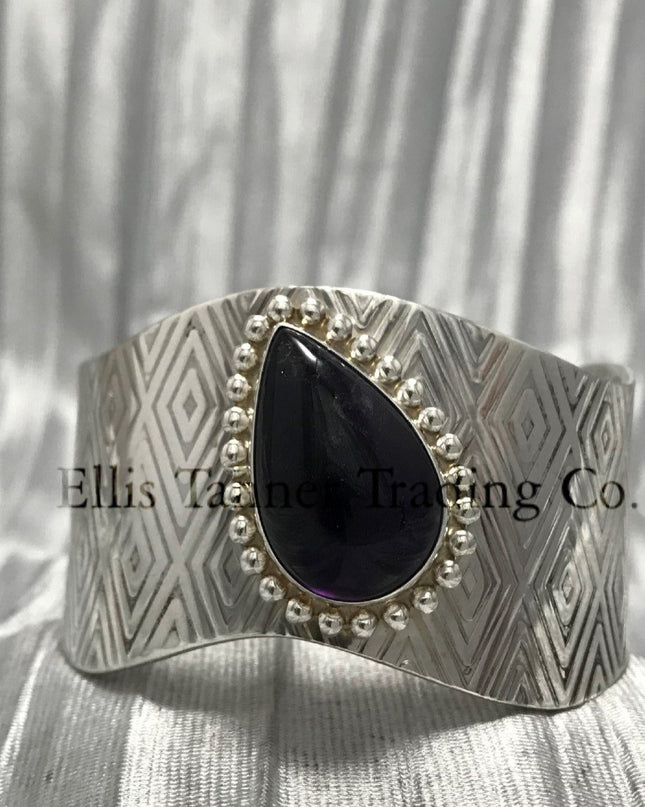 Benson Manygoats Diamond Stamped Bracelet with Sugalite