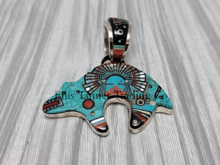 Ervin P. Tsosie Kingman Turquoise Bear Pendant
