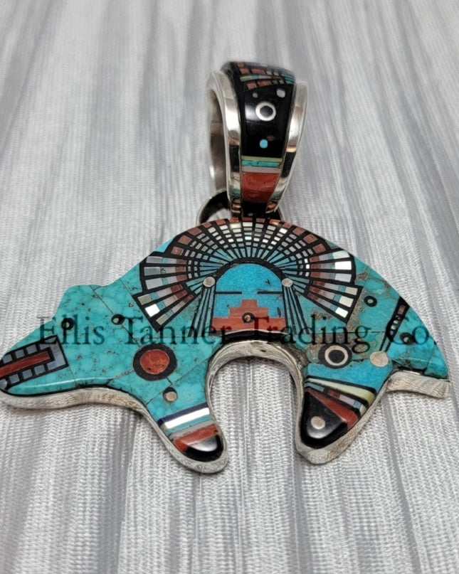 Ervin P. Tsosie Kingman Turquoise Bear Pendant