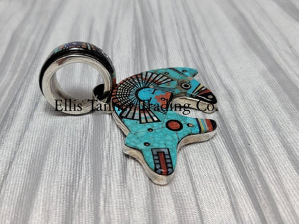 Ervin P. Tsosie Kingman Turquoise Bear Pendant