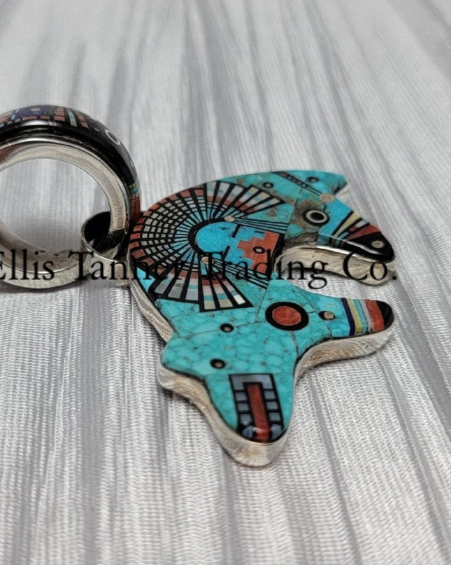 Ervin P. Tsosie Kingman Turquoise Bear Pendant