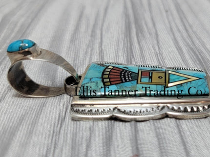 Ervin P. Tsosie Mixed Inlay gemstone Silver Pendant