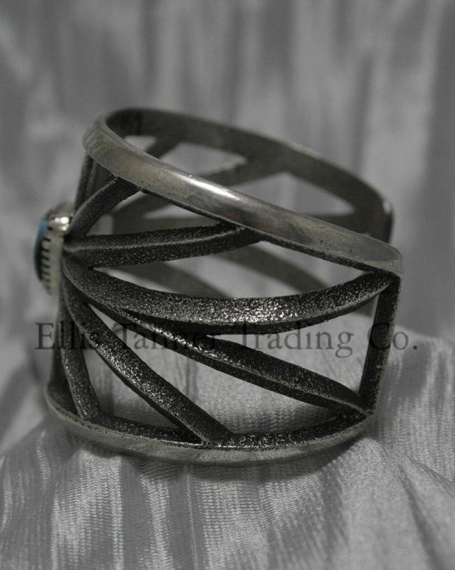 Harrison Jim Cutout Silver Bracelet with Kingman Stone