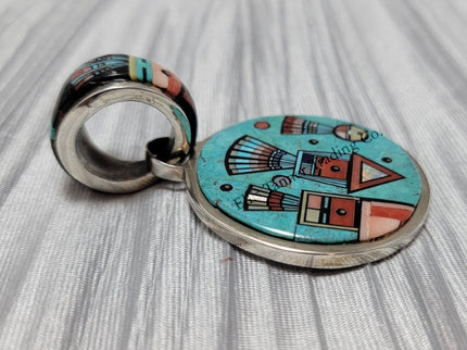 Ervin Tsosie Turquoise Circle inlaid Pendant