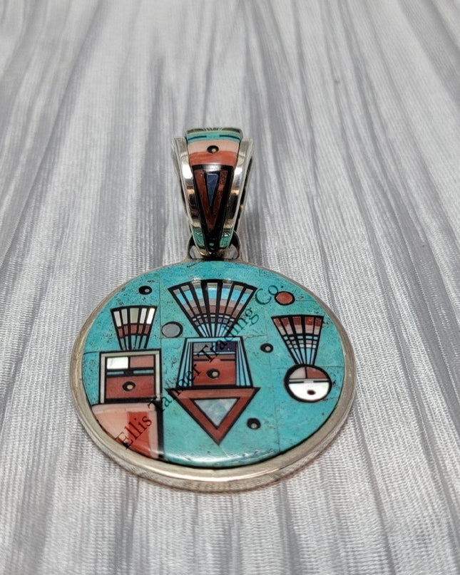 Ervin Tsosie Turquoise Circle inlaid Pendant