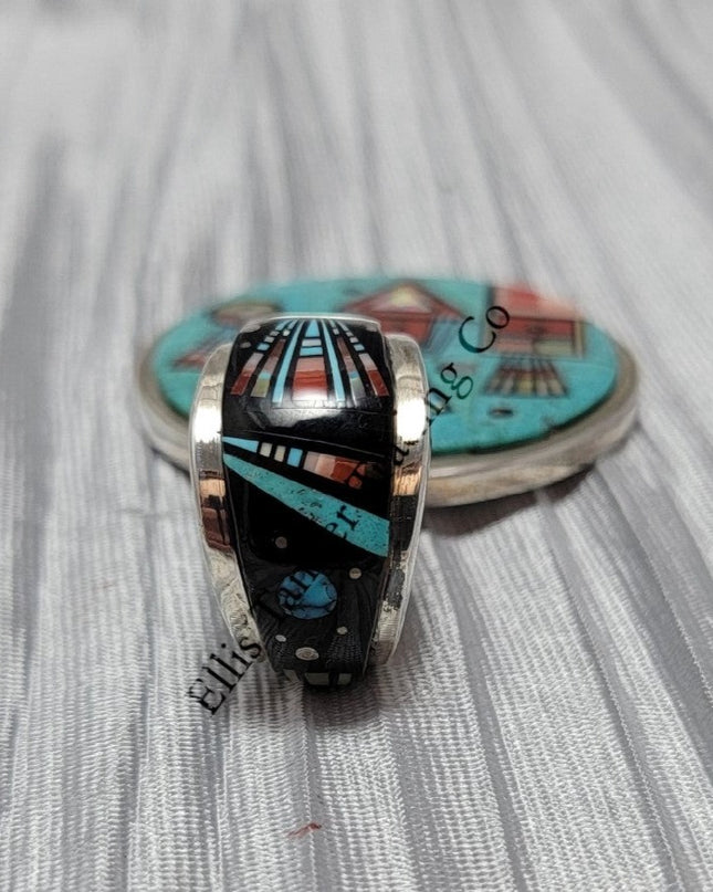 Ervin Tsosie Turquoise Circle inlaid Pendant