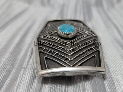 Harrison Jim Silver Belt Buckle with Kingman Turquoise Stone