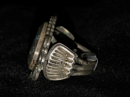 Tommy Jackson Silver overlay, side stamped overlay, 3 tier band, side view