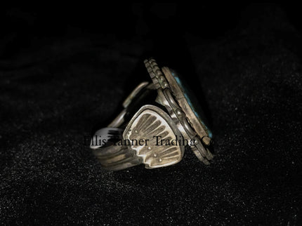 Tommy Jackson Silver overlay, side stamped overlay, 3 tier band, side view